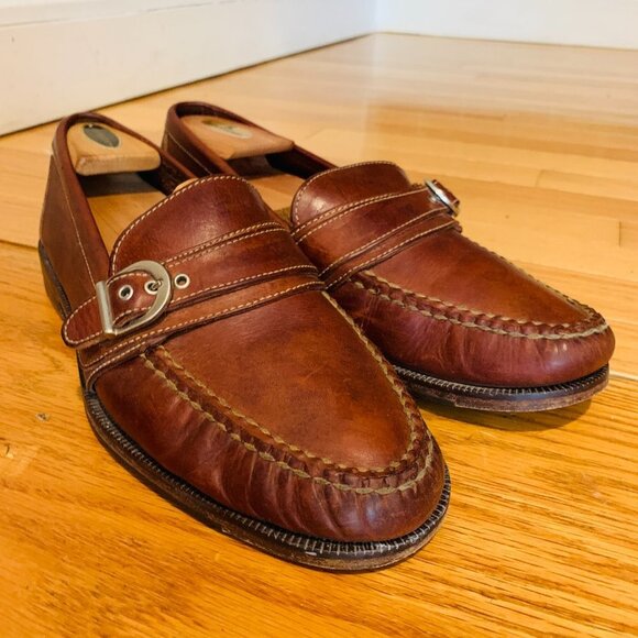Cole Haan Mens Burgundy Cognac Leather Loafers Size US 10.5 M - Picture 2 of 14